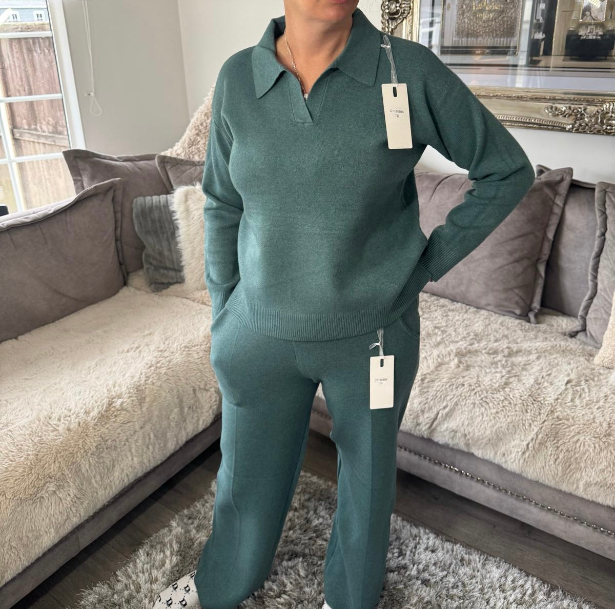 Women’s Knitted Lounge Set – Mint Green