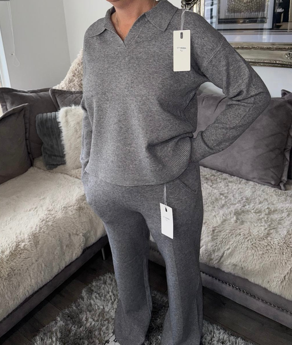 Women’s Knitted Lounge Set – Grey