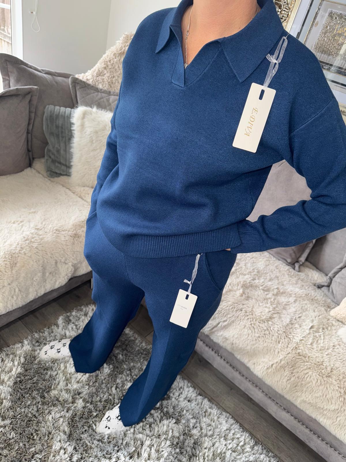 Women’s Knitted Lounge Set – Royal Blue