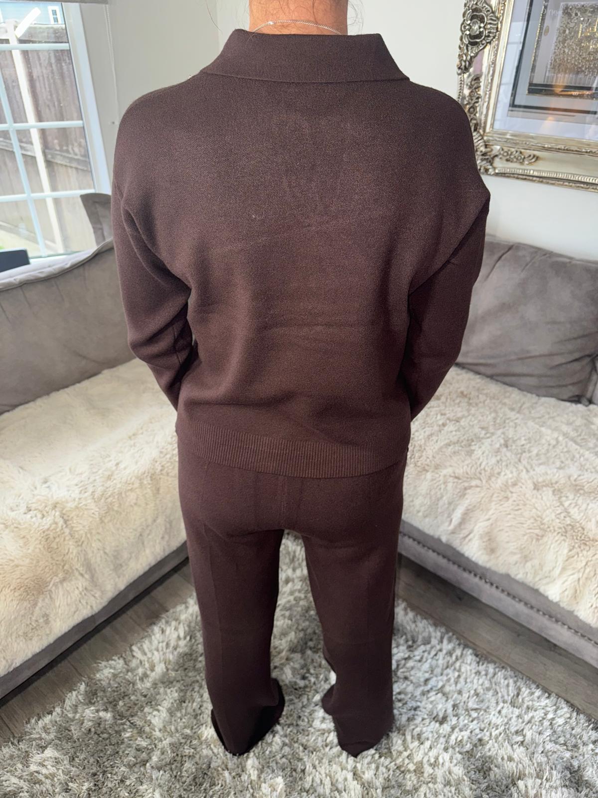 Women’s Knitted Lounge Set – Chocolate