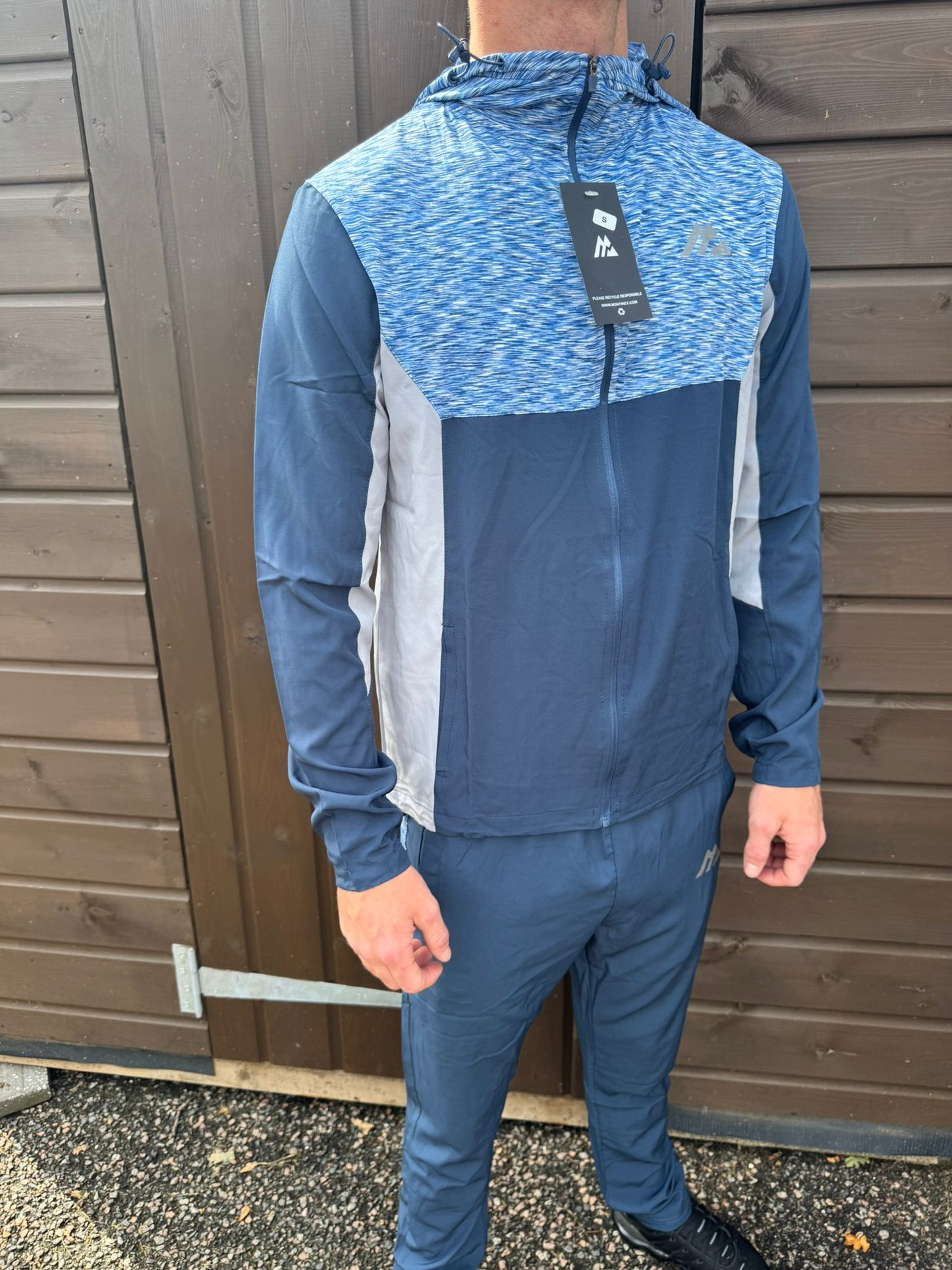 Montirex Panel Tracksuit – Blue/Grey Marl