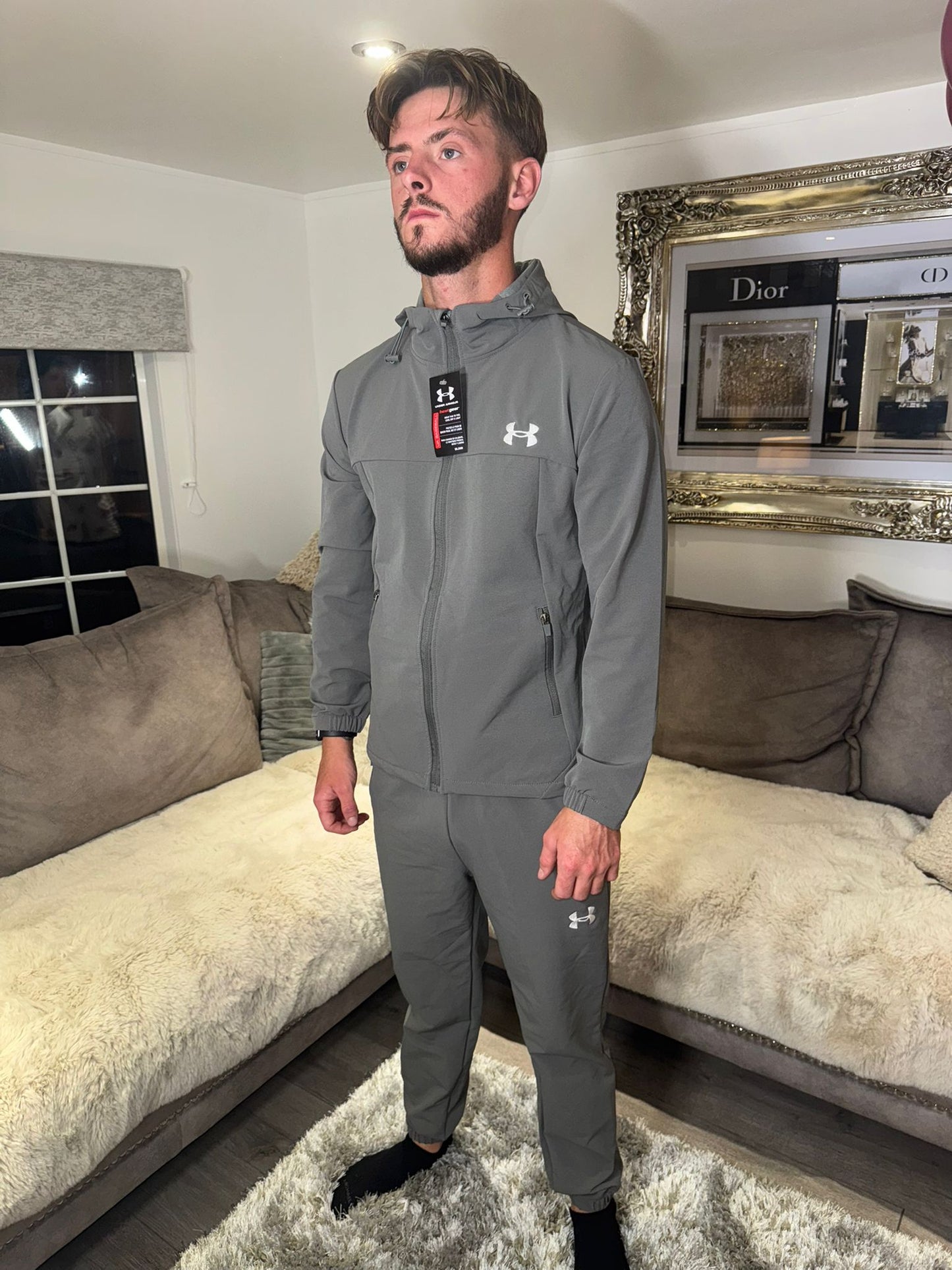 Under Armour Rival Fleece Tracksuit – Stone Grey
