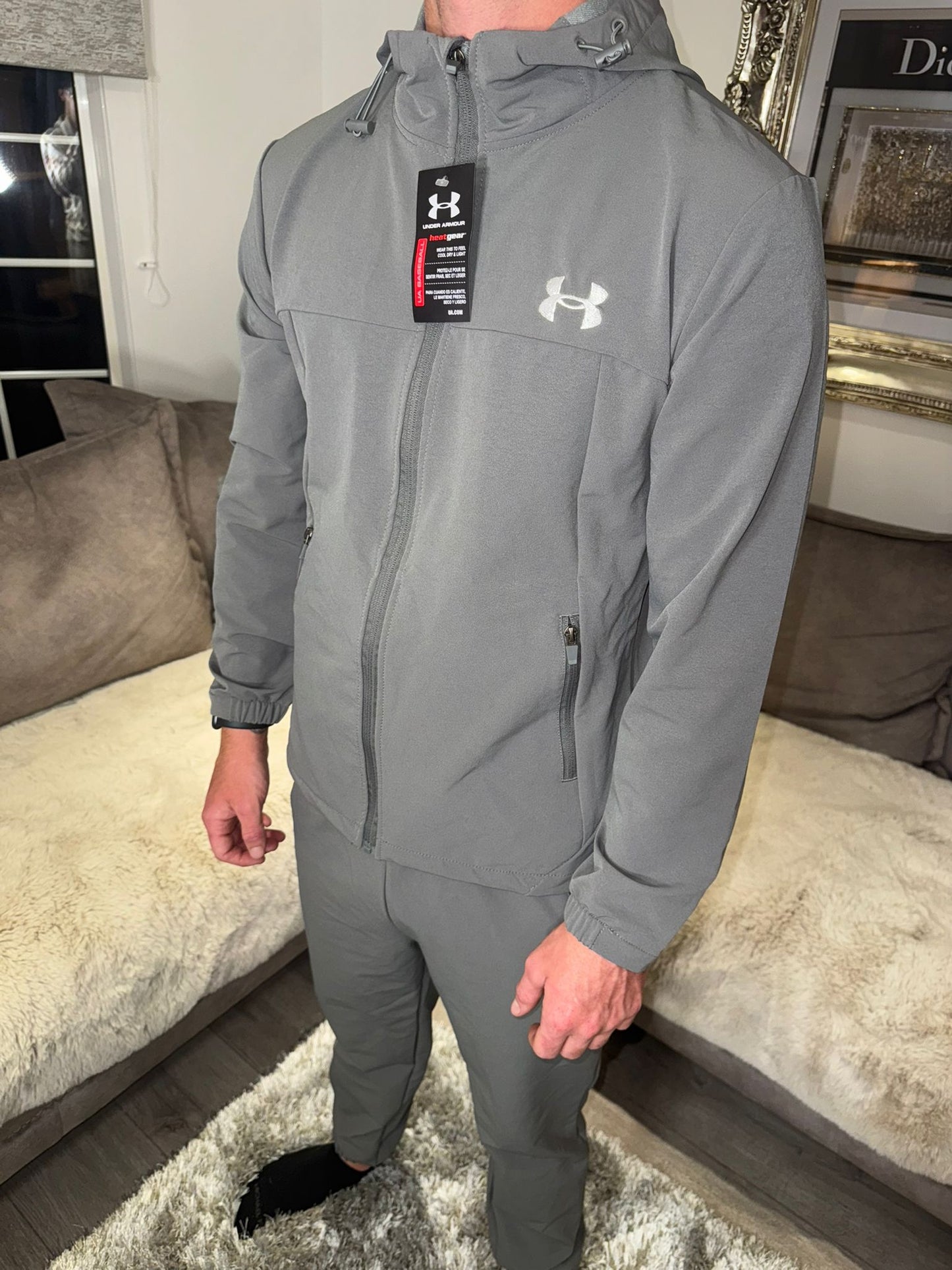 Under Armour Rival Fleece Tracksuit – Stone Grey