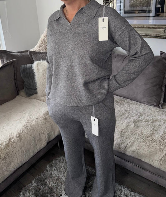 Women’s Knitted Lounge Set – Grey