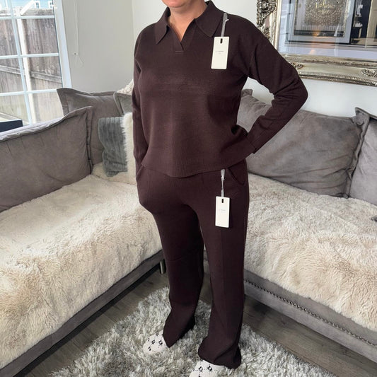 Women’s Knitted Lounge Set – Chocolate