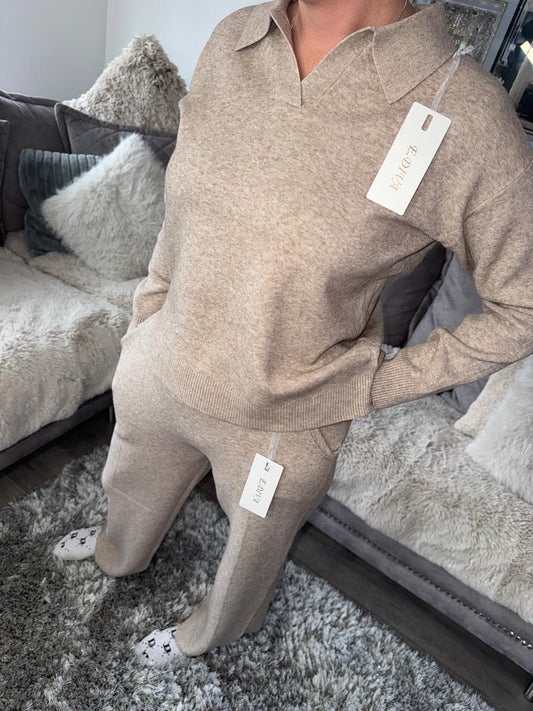 Women’s Knitted Lounge Set – Beige