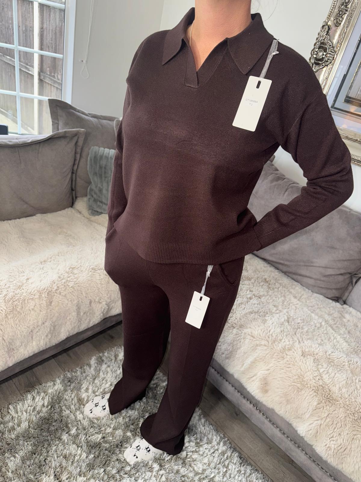 Women’s Knitted Lounge Set – Chocolate