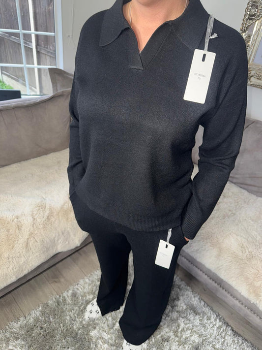 Women’s Knitted Lounge Set – Black