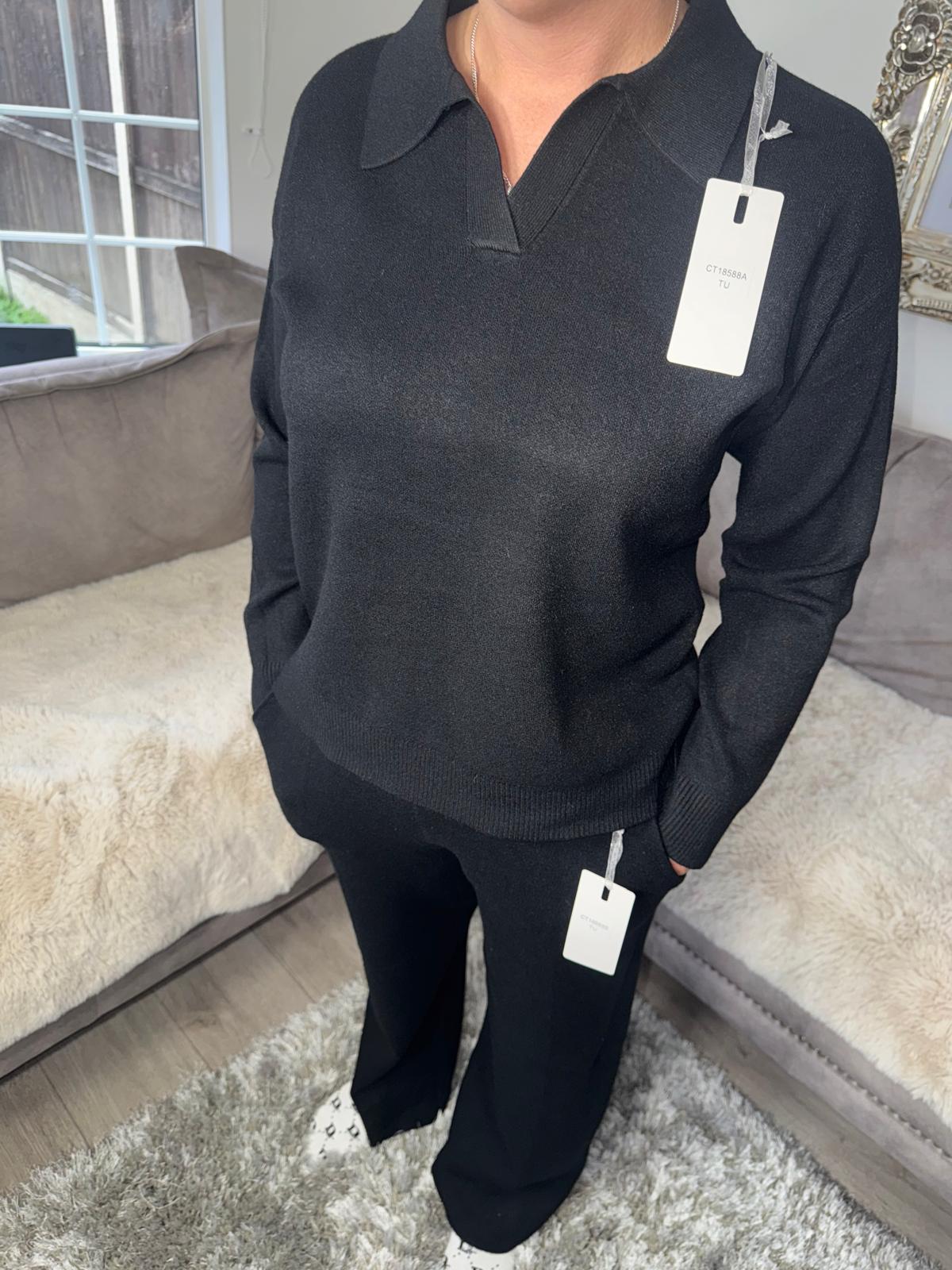 Women’s Knitted Lounge Set – Black