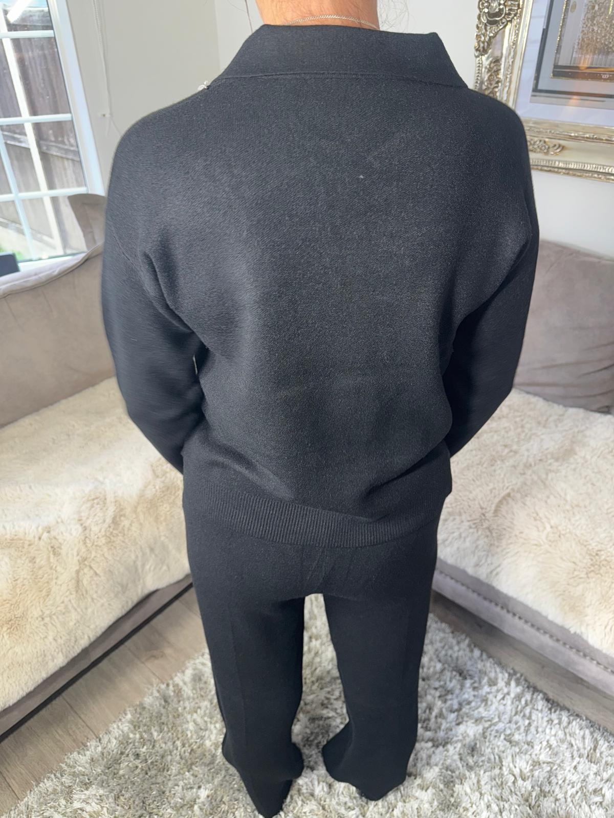 Women’s Knitted Lounge Set – Black