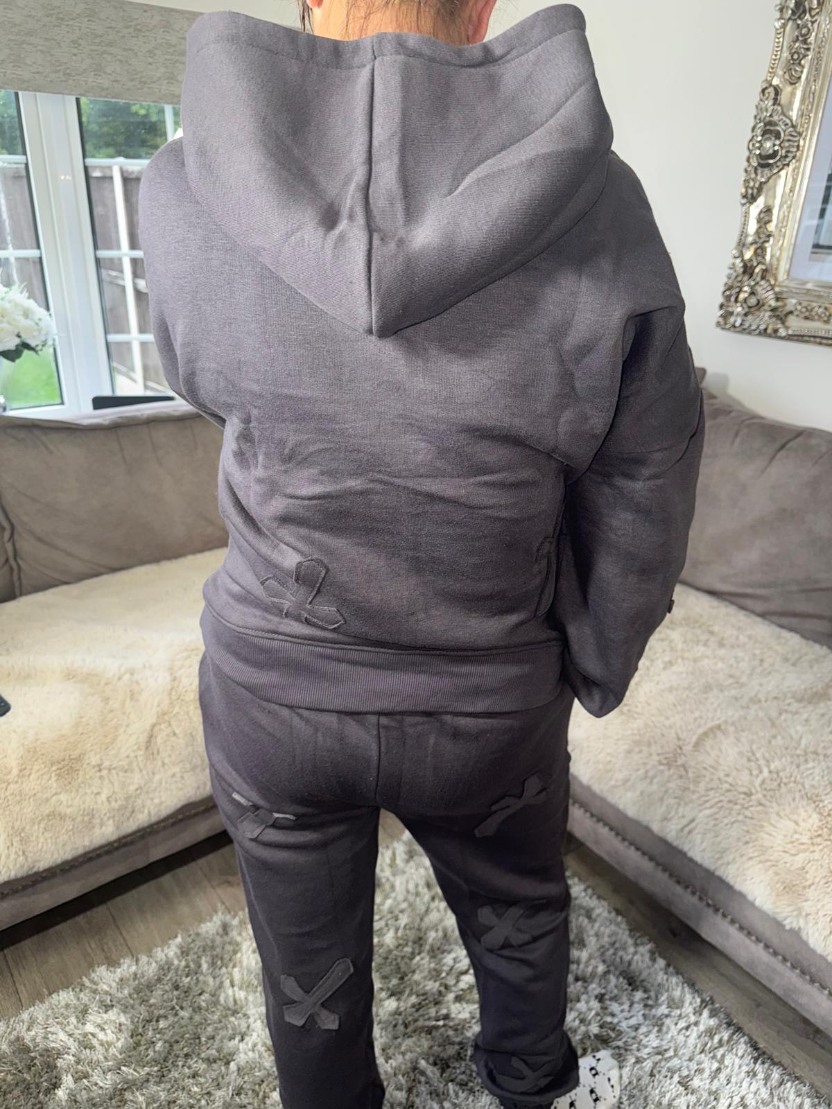 Women’s Charcoal Grey Cross Hoodie & Jogger Set